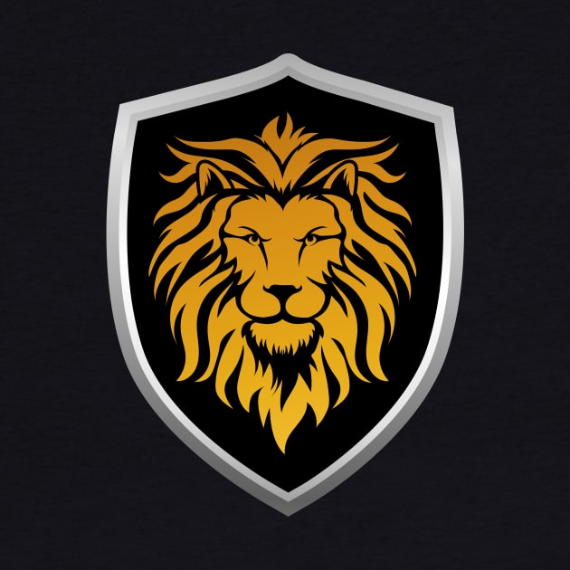 Gold Lion on Black Shield by SweetPaul Entertainment 